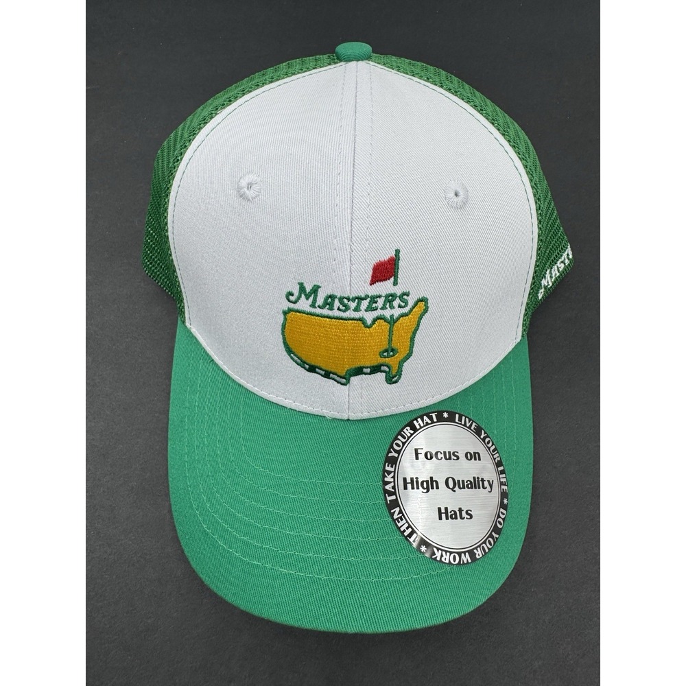 New Masters Golf Tournament Mesh Hat Green Embroidered Snapback Cap One Size